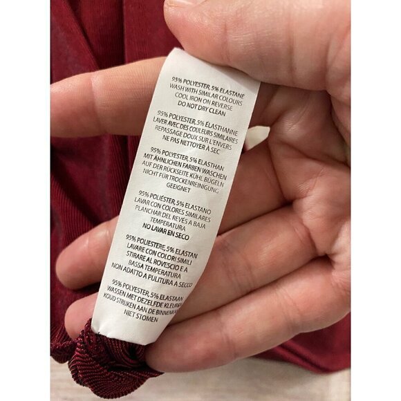 NWT BooHoo Burgundy Long Sleeve Ruched Bodice Dress - 10 - Picture 11 of 12